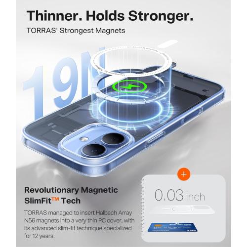 TORRAS Magnetic Slim Fit for iPhone 17 Case, Ultra-Thin Compatible with MagSafe, Stronger Magnetic   Thinner, Lightweight Matte Anti-Scratch Hard PC Cover Phone Case for iPhone 17, Clear