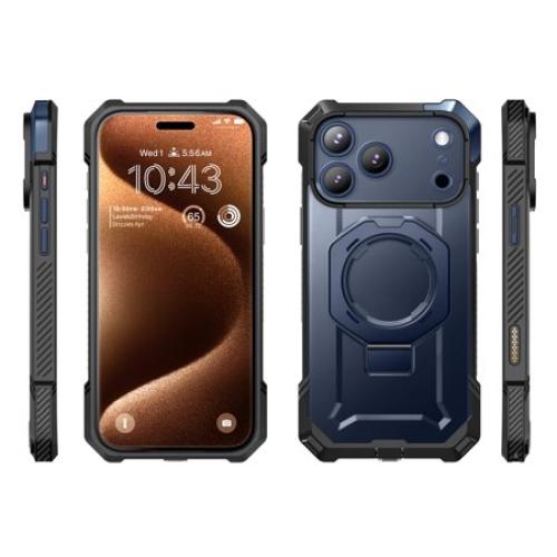 SUPCASE N52 Strong Magnet Case for 2025 iPhone 17 Pro (6.3) with Camera Control Button with Kickstand Rugged Shockproof Anti-Slip Grip Case [Compatible with MagSafe] Magnetic Phone Cover, Azure