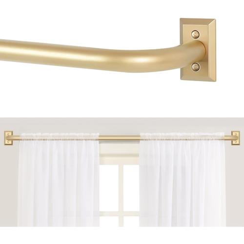 TANGWIN Wrap Around Blackout Curtain Rods,1 Heavy Duty Adjust 48-90,Gold