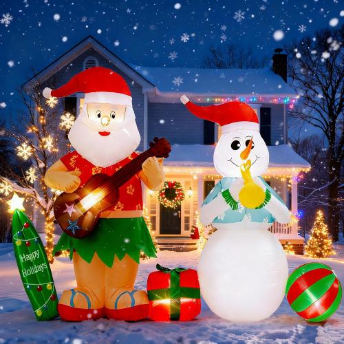 Toiyjofe 8.3FT Christmas Inflatables Santa Claus and Snowman, Built-in LED Lights Christmas