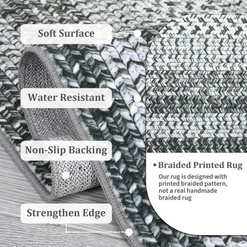 RUGSREAL 2x6 Runner Rug Braided Print Hallway Area Rugs Machine Washable