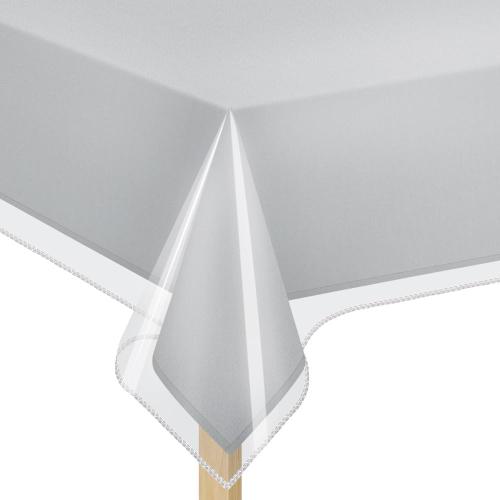 Elaine Karen Clear Plastic Table Cover Protector 100% Waterproof Table Protector Crystal Clear Plastic Tablecloth Cover for Dining Table Heavy Duty Vinyl, 54 x 72 Oval