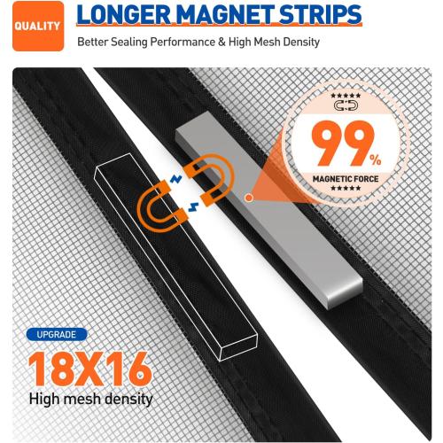 MAGZO Magnetic Screen Door Fits Door Size 35x80, Hands-Free Mesh Gray