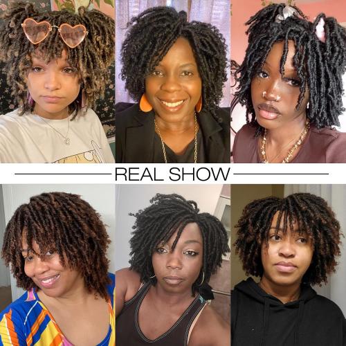 HANNE Dreadlock Wig Short Twist Braided Wigs for Black Women and Men Afro Curly Synthetic Wig Faux Locs Braided Crochet Hair Wigs (1B/30#)