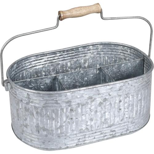 Alpha Living Home Farmhouse Utensils Caddy, Antique Gray, 18.5 x 14.5 x 3 in