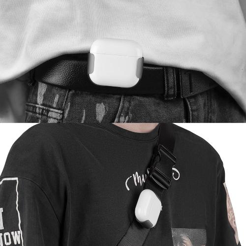 Geekria Earbuds Belt Clip Holder Compatible ONLY with Apple AirPods 4, Portable Earphones Waist Holster Case with Reinforced Clip (Black, 1 Pack, Single Case)