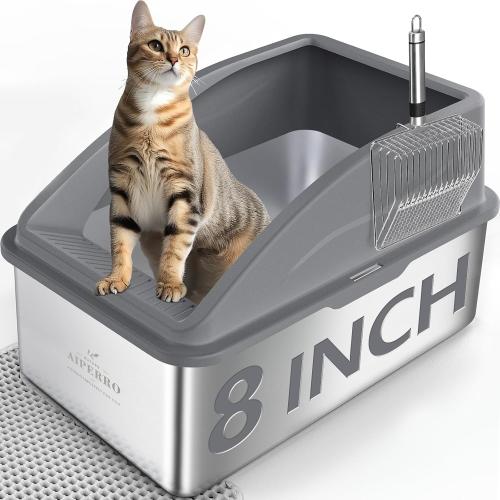 Stainless Steel Litter Box | XXL Deepened  Design Metal Cat Box