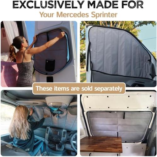 Living in a Bubble Insulated Blackout Rear Window Covers for Mercedes Benz Sprinter (Full Metal Door) - Vanlife Must Have Accessories, Van Life Essentials (Pair) (Sprinter 2019-Current (VS30))