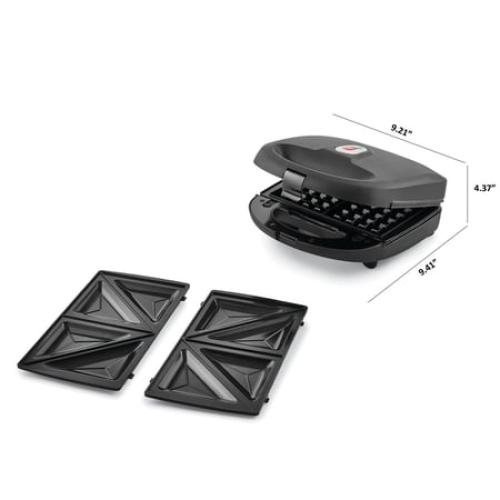 Mainstays 2 Slice Removable Plates Waffle and Sandwich Maker, Ceramic Nonstick, 750 Watts ❗MAY HAVE MISSING PIECES/NEEDS CLEANING❗