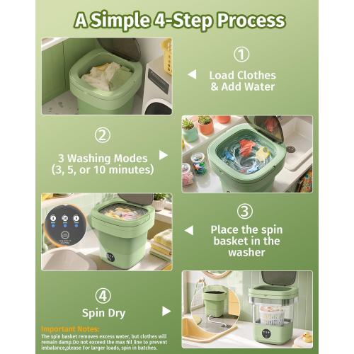 JUJOJB Portable Washing Machine, Folding 20L Mini Washer and Spin-Dryer