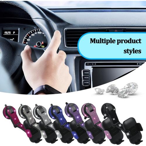 360 Degree Rhinestone Suction Mobile Phone Mount, Purple