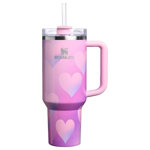 Stanley 40 Oz Stainless Steel H2.0 Flowstate Quencher Tumbler Powder Pink Heart Gradient ‼️mild scratches on the outside ‼️