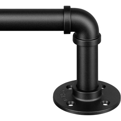 Zeerobee Curtain Rods 120-240 Inch, 1 Inch Industrial Black Curtain Rod