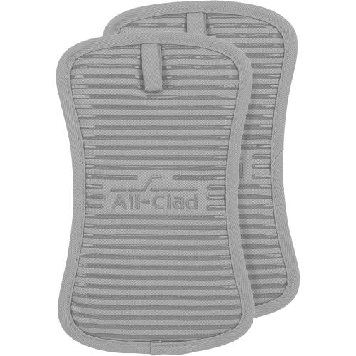 Pack of 2, All-Clad Premium Pot Holder & Hot Pad: Heat Resistant up to 500 Degrees - 100% Cotton, 10x6.25 Hot Pad for Kitchen and Barbeque, 2-Pack, Titanium