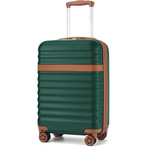 Kono Airline Approved Carry On Luggage 22x14x9 inches, with TSA Lock, 20 Inch Expandable Lightweight Hardshell Suitcase (Green, Suitable for 1-3 Days of Travel)
