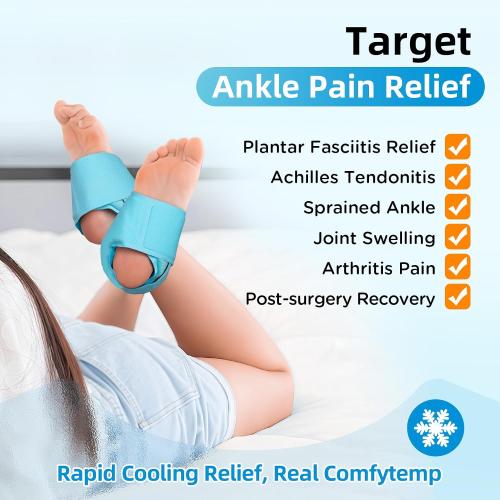 Comfytemp Ankle Ice Pack Wrap for Plantar Fasciitis, Foot Pain Relief, 2pcs