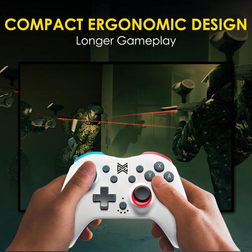 MGC Switchplate Wireless Controller for Switch/OLED/Lite, Gyro Control, Programmable Back Buttons, Adjustable Strength Rumble, 2 Magnetic Faceplates, Screwless Housing, Compact Design