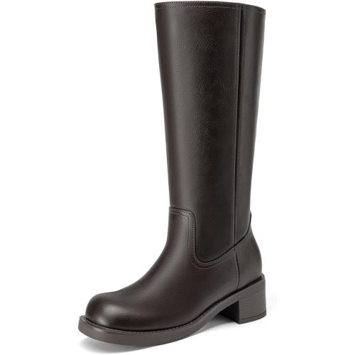 Size 8.5 Athlefit Knee High Boots Square Toe Ridng Chunky Tall Boots for Women