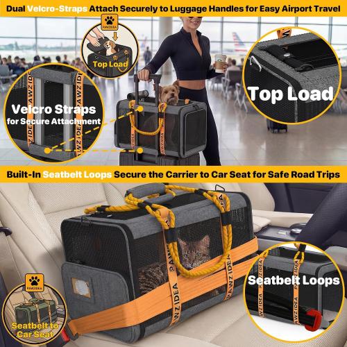PAWZIDEA Expandable Pet Carrier for Small Cats & Dogs, TSA Airline Approved