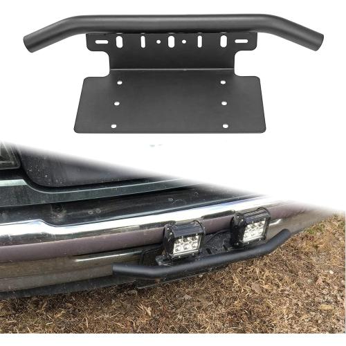 DaSen Front Bumper 6x12 inch Universal License Plate Holder Mounting Bracket Compatible with Off-Road LED Light Pod Compatible with Jeep Most ATV Truck Pickup