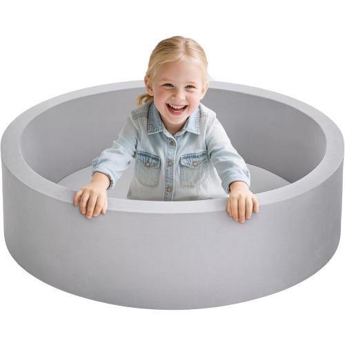 Wilwolfer Foam Ball Pit for Toddlers, Large Baby Ball Pit for Babies with Soft Memory Sponge, Indoor Outdoor Baby Playpen, Kids Play Ball Pool, Gift Toys for Infants Boys and Girls (Gray, NO Balls)
