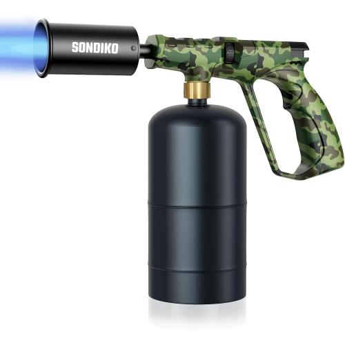 Sondiko Propane Torch Head, Powerful Kitchen Torch for Cooking, BBQ, Sous Vide and Steak Searing, Adjustable Blow Torch - Perfect Campfire Charcoal Starter, Gas Welding Kit(Propane Tank Not Included)