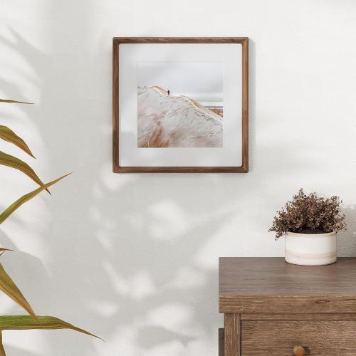 Dreamland 12x12 Picture Frame, USA-Sourced Walnut Wood Photo Frames with HD Tempered Glass, 12 x 12 Wooden Frame Matted to 8 x 8, 12x12 Frames Handcrafted Rounded Corner for Tabletop or Wall Display
