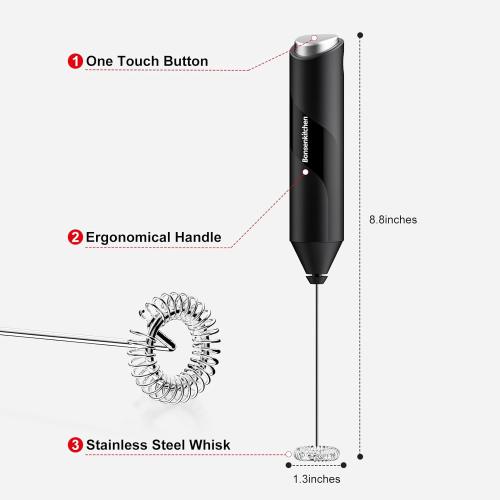 Bonsenkitchen Milk Frother for Coffee, Battery Operated, Black