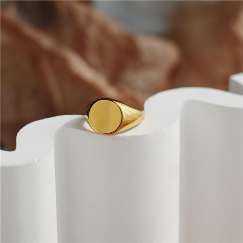 MYNENEY Stainless Steel Round Statement Pinky Signet Rings for Men Women