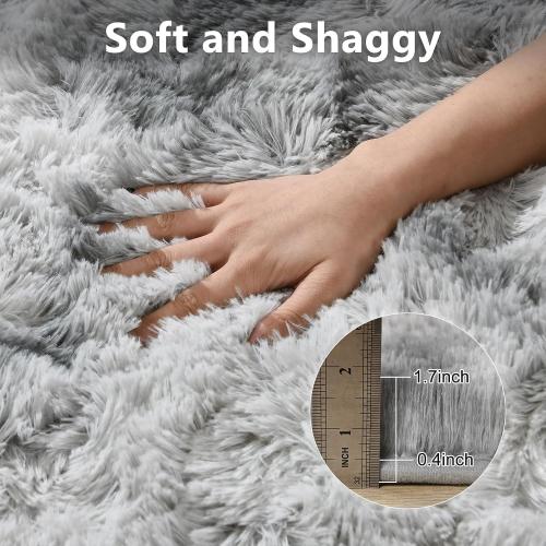 Extra Large Fluffy Area Rugs for Living Room Tie-Dyed Light Grey