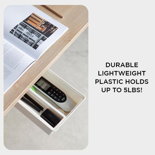 GAROOD Under Desk Drawer, Slide out Hidden Desk Drawers Organizer, Self-adhesive drawer for office/classroom/home 10.03'' x 7.06'' x 2.8’’ (White)