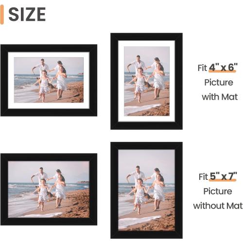 upsimples 5x7 Picture Frame, Photo Collage Wall Decor Set of 10, Black