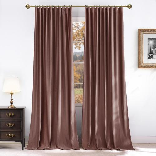 NICETOWN Dusty Rose Pink Blackout Velvet Curtains for Girls Room