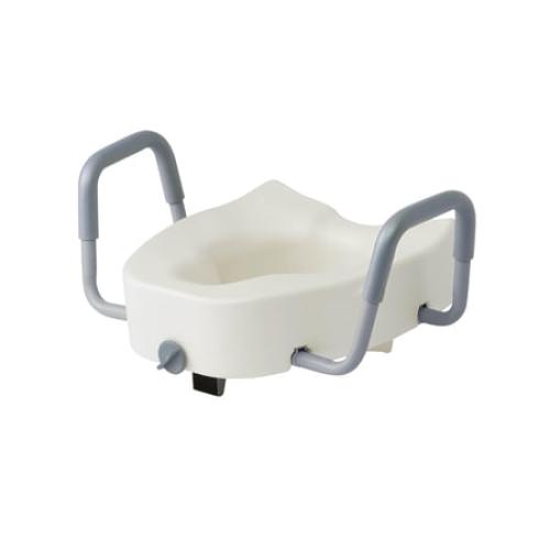 Medline 5 Elongated Raised Toilet Seat, With Lock and Removable Padded Arms