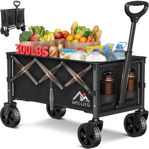30.3 Long Collapsible Grocery Wagon Cart with Wheels Foldable Wagons