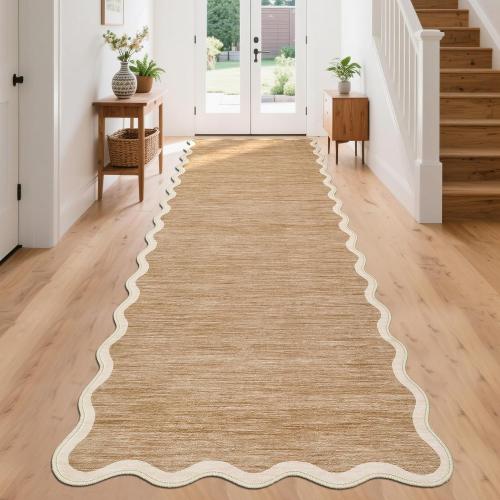GarveeHome Scalloped Runner Rug for Kitchen Non Slip 2'6''x8' Washable Rugs