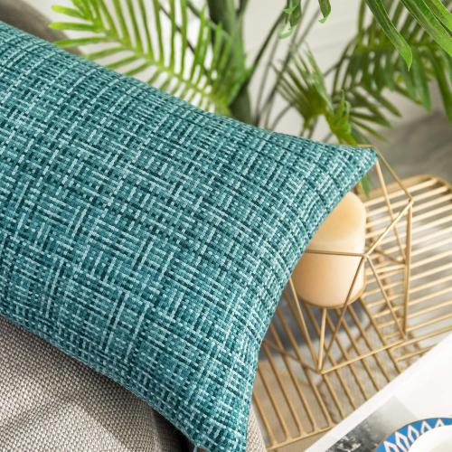 Kevin Textile Outdoor Waterproof 14x24 Lumbar Pillow Covers 2 Pack, Teal