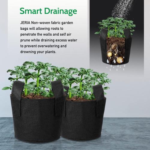 JERIA 12-Pack 20 Gallon Grow Bags, 300G Thickened Nonwoven Garden Pots,Heavy Duty Fabric Pots with Reinforced Handles