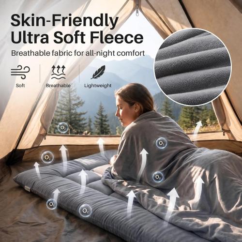 Thick Camping Sleeping Pad, Fluff Camping Cot Pads for Adult, Soft Sleeping Mat, Non-Slip Camping Cot Mattress Topper 75x28 for Camp Cot/Rv Bunk/Narrow Twin Beds