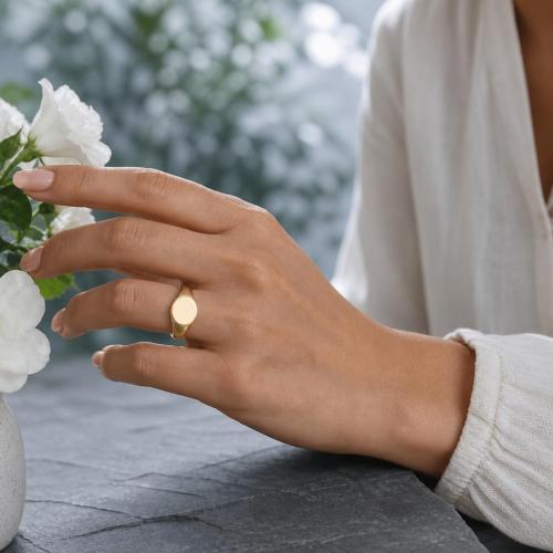 MYNENEY Stainless Steel Round Statement Pinky Signet Rings for Men Women