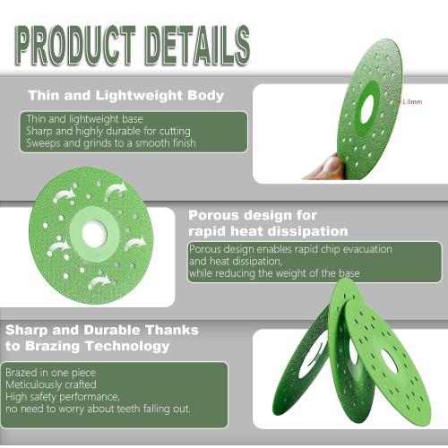 5Pcs Premium 4.5 Inch Diamond Cutting Disc for Angle Grinder - Ultra-Thin, Chip-Free, and Versatile for Tile, Marble, and Glass Cutting