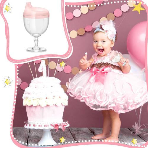 Irenare 1 Pcs Wine Sippy Cup Baby No Spill 5oz Goblet Style Pink