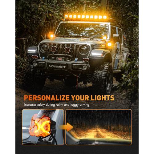 NOVSIGHT X Series 4 Inch Amber/White Off Road Driving Light LED Pods, Pair
