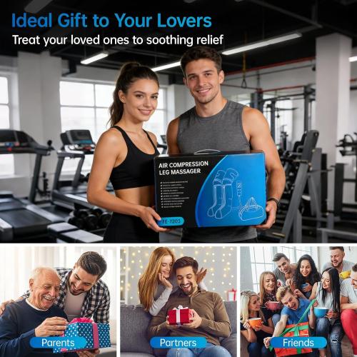 Leg Massager with Heat and Air Compression, Foot and Calf Massager for Circulation and Pain Relief, Sequential Compression Boots with 6 Modes, 9 Intensity, 3 Heat - Gifts for Mom, Dad, Woman