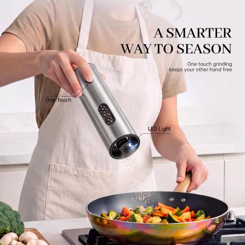 Electric Salt and Pepper Grinder Set, Rechargeable, 110ml Large Capacity