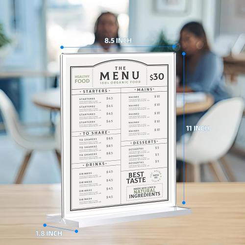 12 Pack Acrylic Sign Holder 8.5 x 11, Double-Sided Clear Sign Holder Plastic Stands for Display, T Shape Acrylic Table Sign Stands for Office Store Restaurants Wedding Party Decoration