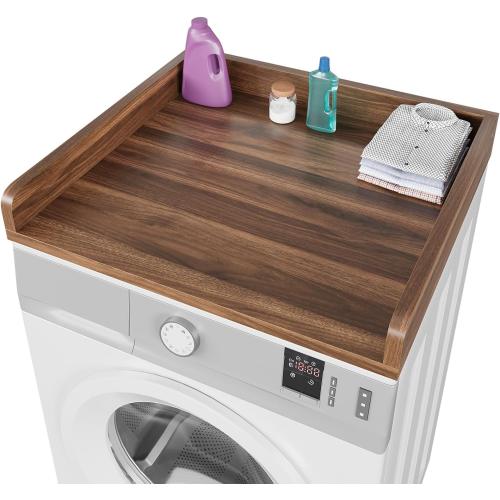 Washer Dryer Countertop, Countertop for Washer and Dryer with Non-Slip Pads and Round Corner Edge Rails, 27.5 D x 27.5 W x 3.2 H, Laundry Room Organization(Chestnut)