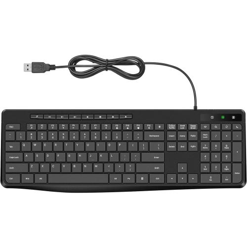 Wired Keyboard,Quiet Keyboard, Multimedia USB Computer Keyboard, Silent Keyboardwith Low Profile Chiclet Keys,Large Number Pad,Spill-Resistant,Anti-Wear Letters,Full Size for Laptop,Desktop