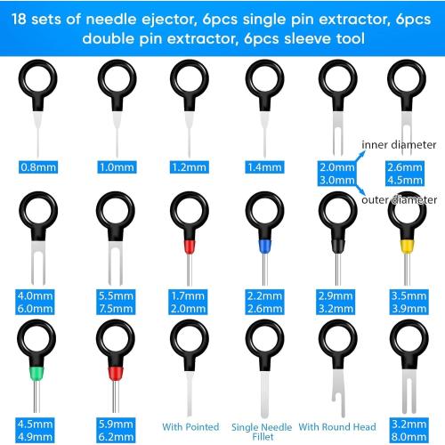 Terminal Pin Removal Tool Kit 20 Pcs Depinning Electrical Connector Pin Extractor Tool Set Wire Terminal Release for Automotive Car Household Devices - Black