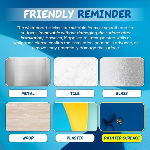 2-Pack, 39 x 18 Magnetic Whiteboard Contact Paper, Adhesive & No Ghosting Magnetic Dry Erase White Board Sticker for Wall Ideal for Playroom Home Office